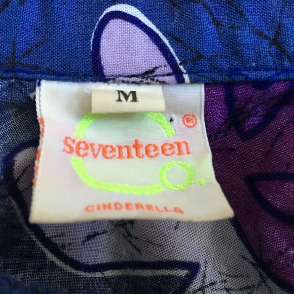 Shirt & Shorts SET Vintage 90s Cats Print Purple Pink Primitive Art Swim Beach M - Picture 10 of 11